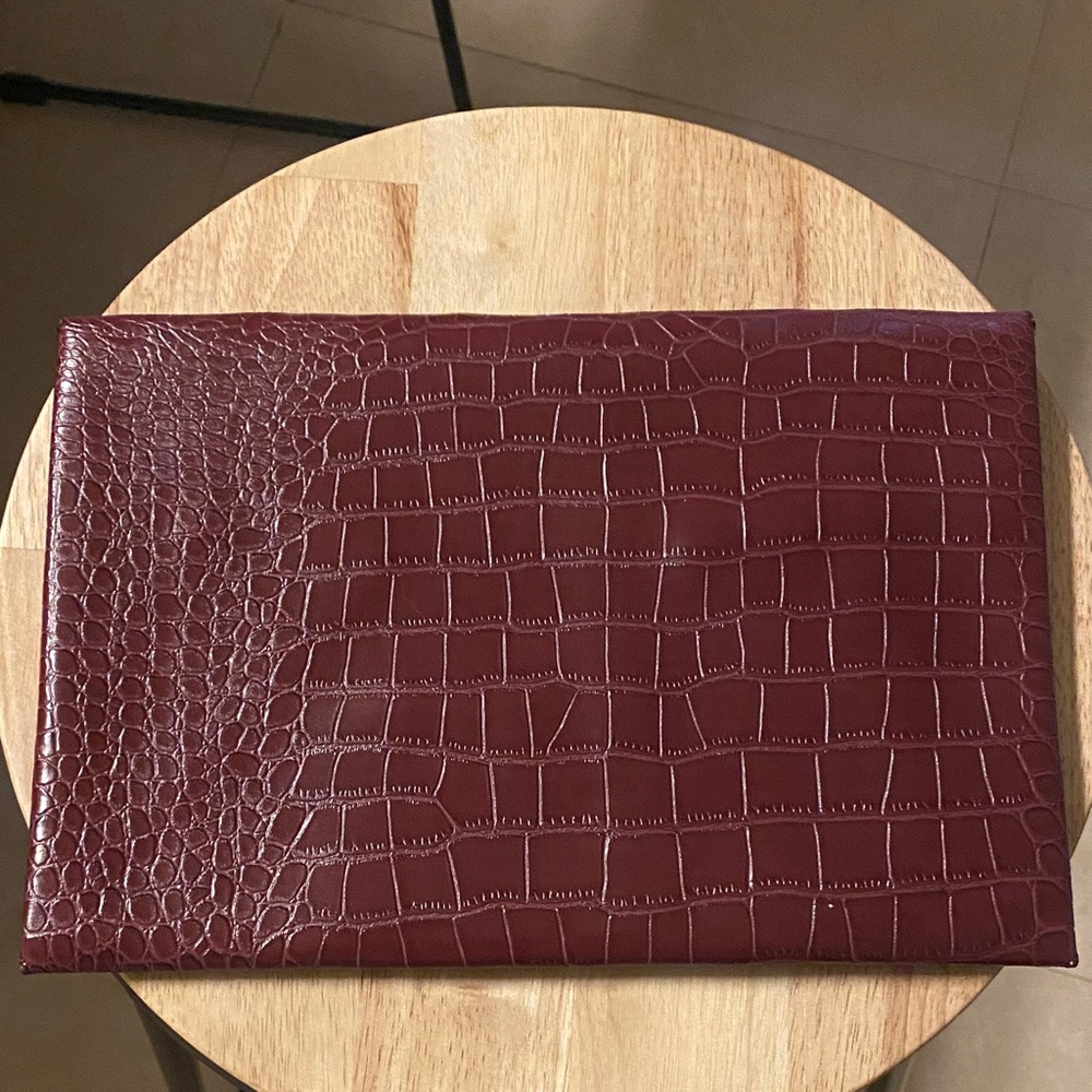 BCBGMaxAzria Burgundy Croc-Embossed Clutch - Picture 3 of 5